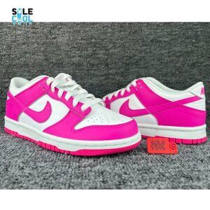 Nike Dunk Low (GS) White Pink Laser Fuchsia Sneaker Shoes Size 4.5
